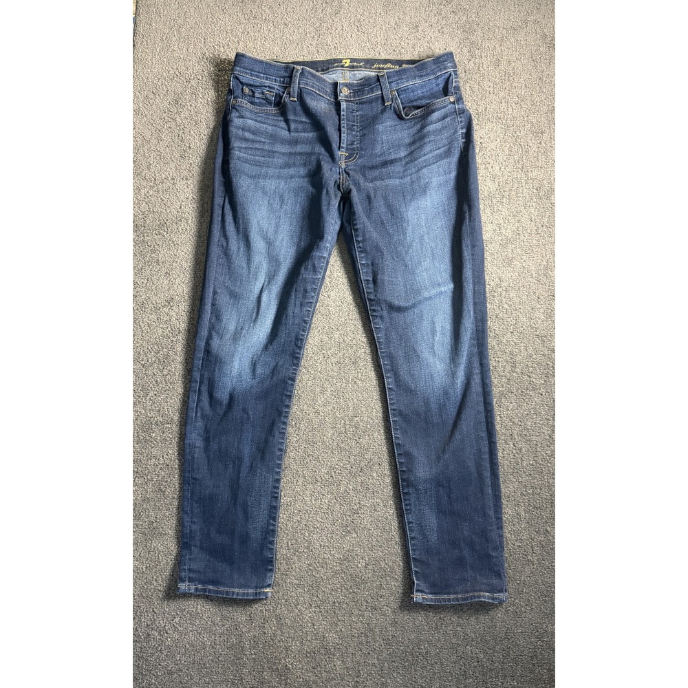 7 For All Mankind Josefina Skinny Boyfriend Jeans Dark Wash Button Fly Size 30